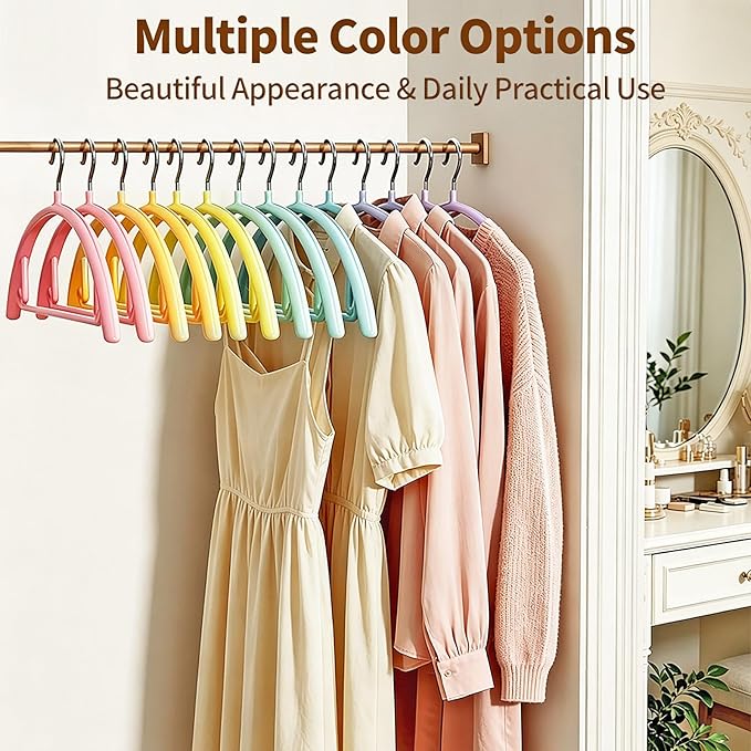 14 Pack Clothes Hangers, Curved No Shoulder Bump Sweater Hangers, Multi-Color Non-Slip Space Saving Heavy Duty Metal Hangers for Closet, Shirts, Pants, Coats, Jackets & Suits