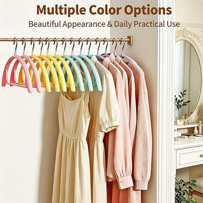 28 Pack Clothes Hangers, Curved No Shoulder Bump Sweater Hangers, Multi-Color Non-Slip Space Saving Heavy Duty Metal Hangers for Closet, Shirts, Pants, Coats, Jackets & Suits
