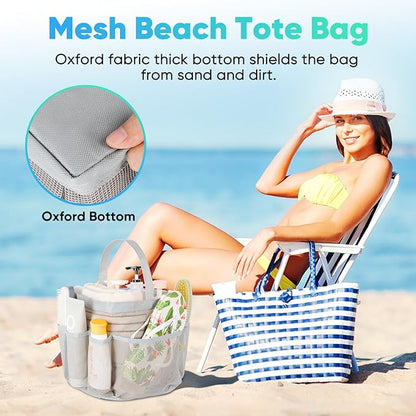 EUDELE 2 Pack Mesh Shower Caddy Portable for College Dorm Room Essentials, Shower Caddy Dorm with 8-Pocket Large Capacity,Shower Bag for Beach,Swimming,Gym All Black+All Grey