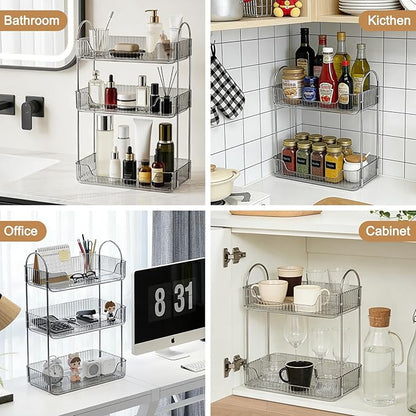 Bathroom Counter Organizer, Makeup Organizer for Vanity, Skincare Organizers Shelf - Tierd Perfume Organizer for Bathroom Dresser Vanity (Misty Gray, 3-Tier)