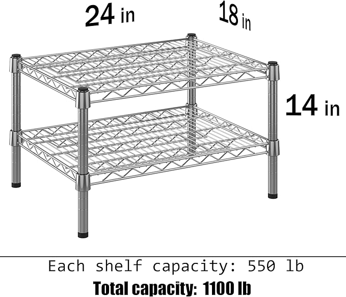 18" Deep x 24" Wide x 14" Height Wire Shelving Kit | 2-Tier | NSF Commercial Storage Rack Unit