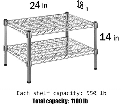 18" Deep x 24" Wide x 14" Height Wire Shelving Kit | 2-Tier | NSF Commercial Storage Rack Unit