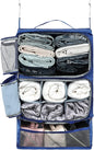 Surblue Hanging Shelves Travel Storage Bag Compression Packing Cube for Suitcase Portable Closet Organizer Collapsible with Extension Layer Large Capacity,Blue,XXL
