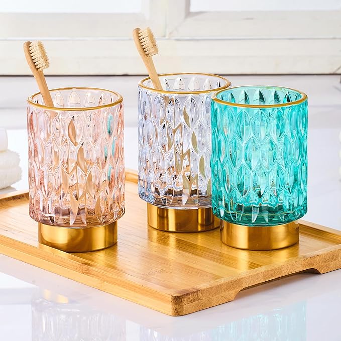 Makeup Brush Holder Organizer,Toothbrush Holders,Desk Pen Pencil Holder,Multifunctional Vintage Glass Brush Cup（A39-6-US）