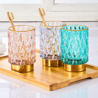 Makeup Brush Holder Organizer,Toothbrush Holders,Desk Pen Pencil Holder,Multifunctional Vintage Glass Brush Cup（A39-6-US）