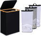 efluky Laundry Hamper with Lid, Trio Laundry Basket with 2 Removable Bags, 3 Section Laundry Bin with Bamboo Handles for Bathroom, Bedroom & Laundry Room, 160L (42.3 Gallon) Black