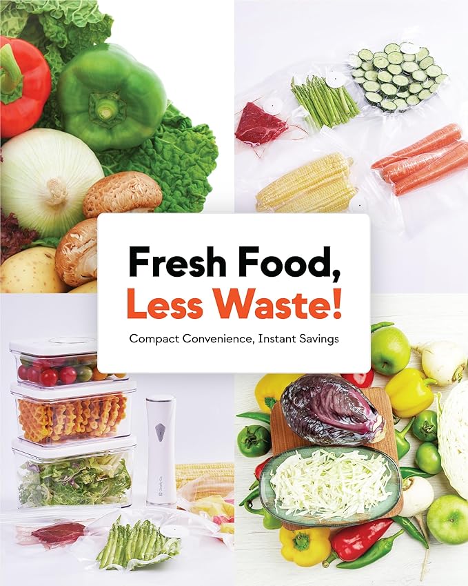 Reusable Vacuum Sealer Bags for Food, XL 20 Pack (33 x 38 cm / 13 x 15 in) – BPA‐Free Leak‐Proof Zip Bags with Air Valve, Freezer & Sous Vide Safe, Works with Handheld Sealers