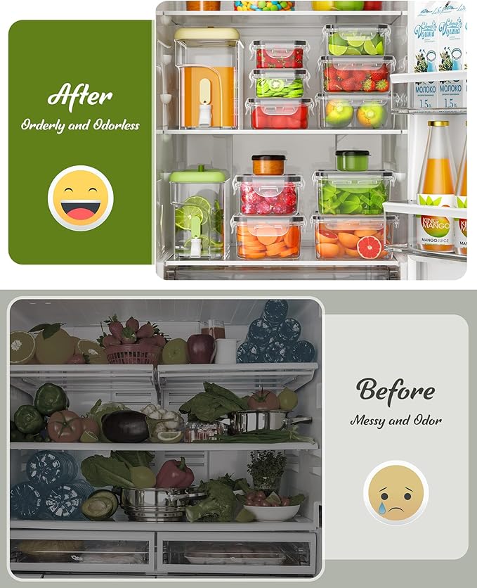 46 Piece Food Storage Containers with Lids(23 Containers & 23 Lids), BPA-Free Plastic Food Containers for Kitchen Storage and Organization, Leak Proof Meal Prep Container, Includes Labels & Pen