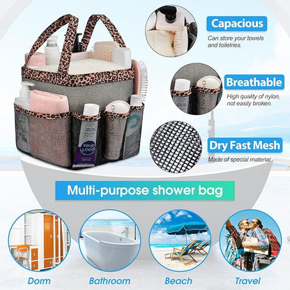 Attmu Mesh Shower Caddy Portable for College Dorm Room Camping Essentials, Shower Caddy Dorm with 9-Pockets, Large Capacity Hanging Basket Bathroom Bag for Toiletry, Swimming, Gym, Camp, Beach