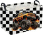 Sanjiaofeng Rectangular Monster Truck Basket for Kids,Baby Storage Bins with Handles for Car Decor,Racing Storage Bin,Cute Toy Storage Organizer for Boys and Girls,Car Room Decor(Racing flag)