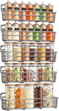 Mystozer 5 Pack Spice Rack Seasoning Organizer Wall Mount, Spice Storage Spice Rack Organizer Pantry Door Organizer Screw or Adhesive Hanging Shelf Basket Spice Organizer Shelf for Kitchen (Gray)
