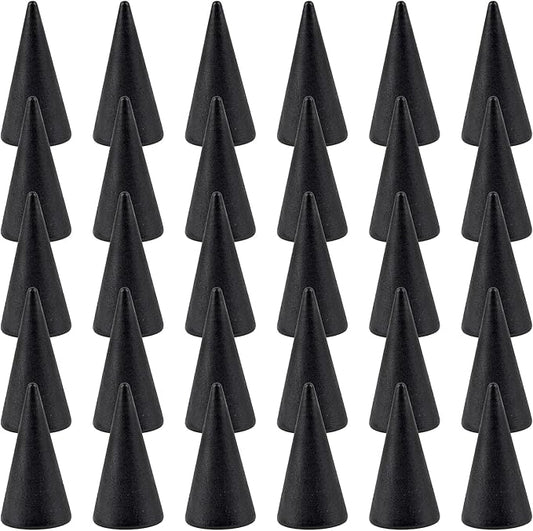 Framendino, 30 Pack Black Wood Cone Ring Holder Single Jewelry Display Stand Wedding Showcase for Organizer