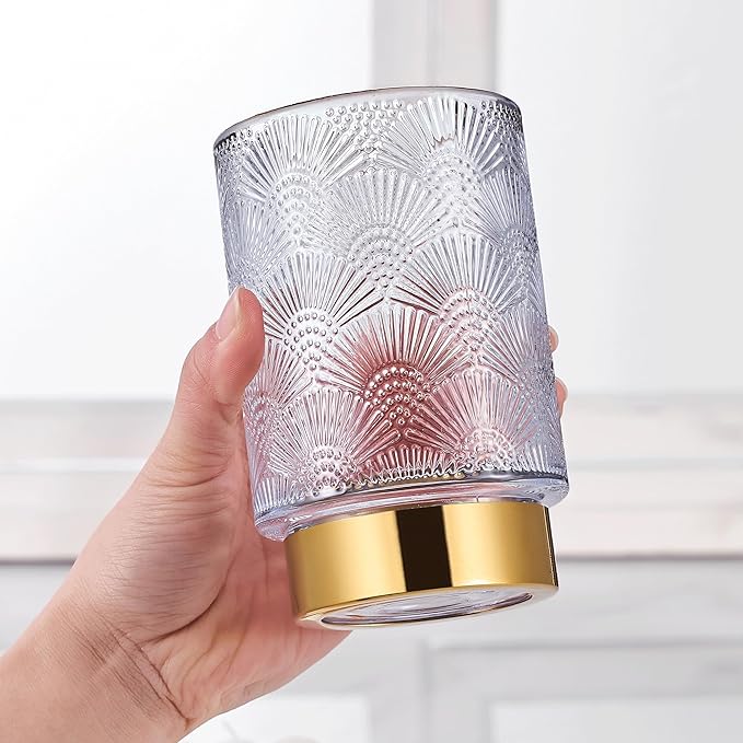 Makeup Brush Holder Organizer,Toothbrush Holders,Desk Pen Pencil Holder,Multifunctional Vintage Glass Brush Cup（A41-9-US）