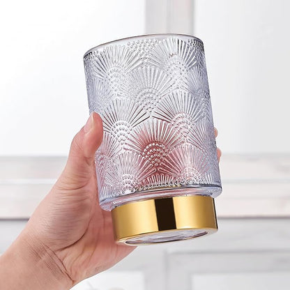 Makeup Brush Holder Organizer,Toothbrush Holders,Desk Pen Pencil Holder,Multifunctional Vintage Glass Brush Cup（A41-9-US）