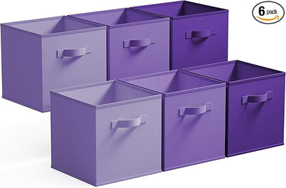 GRANNY SAYS 11 Inch Cube Storage Bins, 6 Pack Cube Storage Organizer with Handles, Storage Cubes for Shelves, Closet, Shelf Oganizer Bins, Purple Gradient
