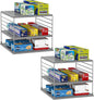 2 PACK Cabinet Organizer- Divided Compartment Holder for Foil and Plastic Wrap- Upgraded Pantry Organizers and Storage for Kitchen(Gray)