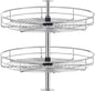 JOWBOOW 21 1/4" Chrome Corner Cabinet Lazy Susan, Full Circle Corner Cabinet Lazy Susan Replacement Shelves Rotating Rack for Upper Cabinet Kitchen, Fits Cabinets Over 23"