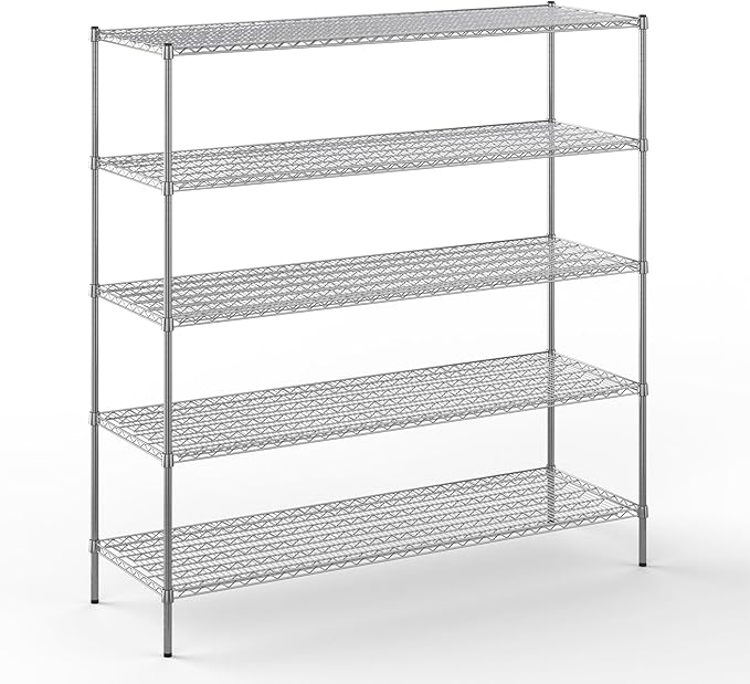 24" Deep x 72" Wide x 74" Height Wire Shelving Kit | 5-Tier | NSF Commercial Storage Rack Unit