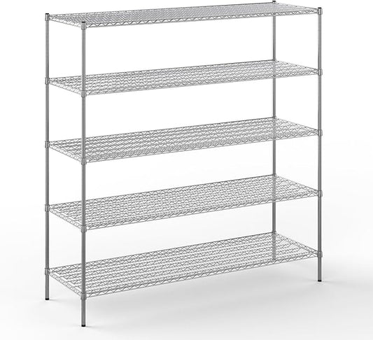 24" Deep x 72" Wide x 74" Height Wire Shelving Kit | 5-Tier | NSF Commercial Storage Rack Unit