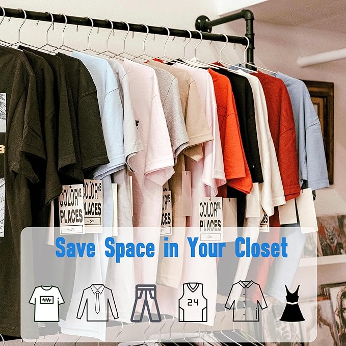 Wire Hangers 30 Pack, Heavy Duty, Space Saving, Stainless Steel, Silver, 16.5inches Closet Hangers for Hanging Coats, Suits, Jackets, Shirts,T-Shirt
