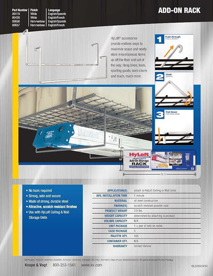HyLoft 00656 Add-On Storage Rack Accessory for HyLoft Model 625 and 651, Hammertone, 2-Pack