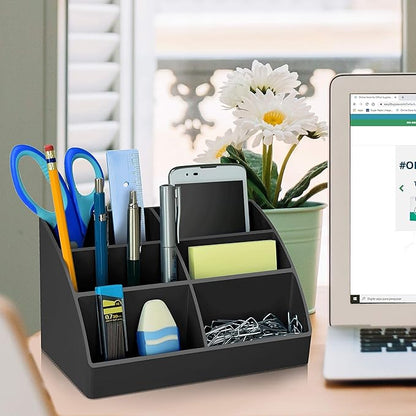 Acrimet Desktop Organizer - Easy Organizer Caddy Holder for Office, Home and School use (Plastic) (Black Color)