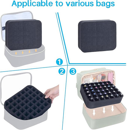 2 Pack Nail Polish Organizer Holder Foam Pad with Slots for Storage 84 Bottles (15ml/0.5fl.oz) Nail Polish or Essential Oil Tray for Drawers Black