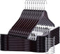 Quality Wooden Skirt Hangers with Clips 80-Pack Mahogany Pants Hangers with Adjustable Chrome Metal Clips, Swivel Hook, Coat, Jacket, Blouse Suit Hangers (Mahogany, 80)