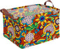Mexican Talavera Storage Basket Waterproof Canvas Toy Storage Bin Mexican Decor Collapsible Outdoor Basket with Leather Handles Talavera Decor Blanket Baskets For Closets,Bedrooms,Gifts Baskets