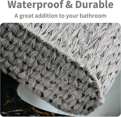 GRANNY SAYS Toilet Paper Storage Basket with Lid and Handle, Durable Toilet Paper Holder, Waterproof Bathroom Organizers and Storage, Wicker Basket for Bathroom Storage, Grey