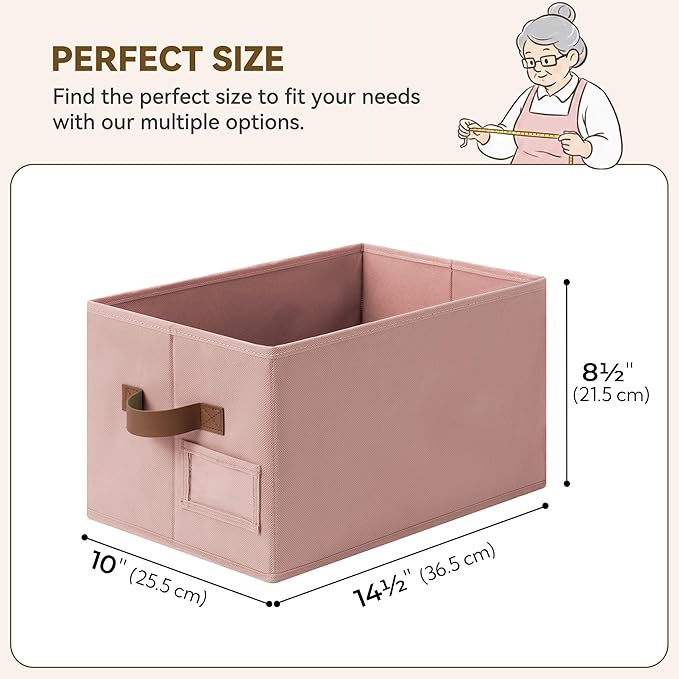 GRANNY SAYS Clothes Storage Bins, Closet Storage Bins for Shelves, Fabric Storage Basket with Handles, Collapsible Decorative Storage Box, Dusty Pink, Medium, 3-Pack