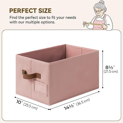 GRANNY SAYS Clothes Storage Bins, Closet Storage Bins for Shelves, Fabric Storage Basket with Handles, Collapsible Decorative Storage Box, Dusty Pink, Medium, 3-Pack