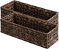 StorageWorks Brown Water Hyacinth Bathroom Basket Organizer and Storage for Tank Topper, Wicker Toilet Paper Basket for Back of Toilet Baskets, Small Narrow Tank Trays for Bathroom Decor, 2 Pack