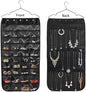 Hanging Jewelry Organizer, Double-Sided 80 Pockets (40 Front + 40 Back), Closet & Hook Jewelry Storage, for Earrings, Necklaces, Bracelets, Rings & Pendants, Black