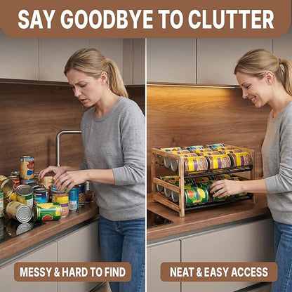 DGWJSU Can Organizer for Pantry 2-Tier, Can Storage Organizer Pantry, Soda Can Organizer, Holds up to 24 Cans Holders for Pantry, Cabinet, Countertop, Carbonized Brown