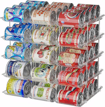 cjc Can Organizer for Pantry - 3 Sets 5 Tiers Pet Cans Organizer, Automatic Scrolling Can Holders for Effortless Pantry Storage-Holds 60 Cans/Clear