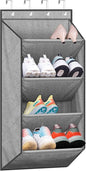 SLEEPING LAMB Over the Door Shoe Organizer for Closet, Short Hanging Shoe Rack with Large Deep Pockets, Narrow Door Sneaker Storage for Boots in RV, Dorm, Grey