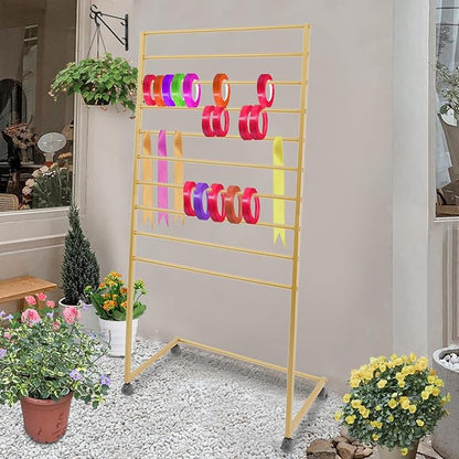 10 Tiers Rolling Display Tie & Scarf Rack Towel Belt Pants Hangers Hijab Stand Ribbon Organizer, Floor Standing Tie Scarves Necktie Holder Hanging Rack for Home Commercial Clothing Retail Store