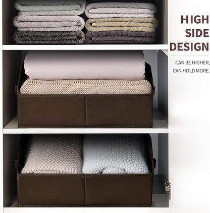 Homsorout Clothes Organizers and Storage - Fabric Cube Bins with Handles, Storage Baskets for Shelves, Trapezoid Collapsible Boxes for Home, Dorm, Office, 10 Pack, Brown