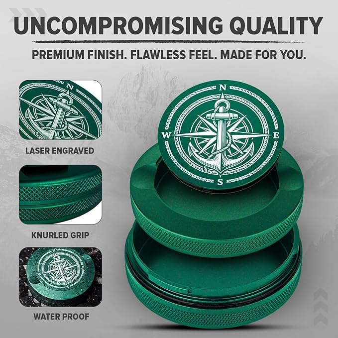 Premium Zyn Metal Can - Waterproof, Moisture & Odor Proof - Metal Zyn Container - Dip Can, Zyn Tin, Zyn Holder with Knurled Edges, Aluminum Zyn Can & Organizer (Mariner Forest Green)