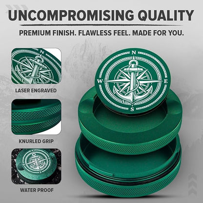 Premium Zyn Metal Can - Waterproof, Moisture & Odor Proof - Metal Zyn Container - Dip Can, Zyn Tin, Zyn Holder with Knurled Edges, Aluminum Zyn Can & Organizer (Mariner Forest Green)
