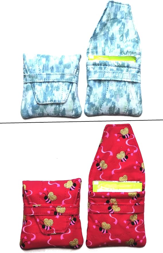 Small Teabag Shaped Tea Bag Wallet, Choice of More Than 12 Fabric Designs, Quilted, Handcrafted, Nothing Falls Out, Secure Hold: Choose from Tea Cups, Honey Bees, Macarons, To Go Cups and More