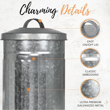 Autumn Alley Farmhouse Galvanized Metal Free Standing Toilet Paper Holder Organizer Stand Canister with Lid – Fits 3 Mega Rolls, Rustic Enclosed Toilet Storage Stand