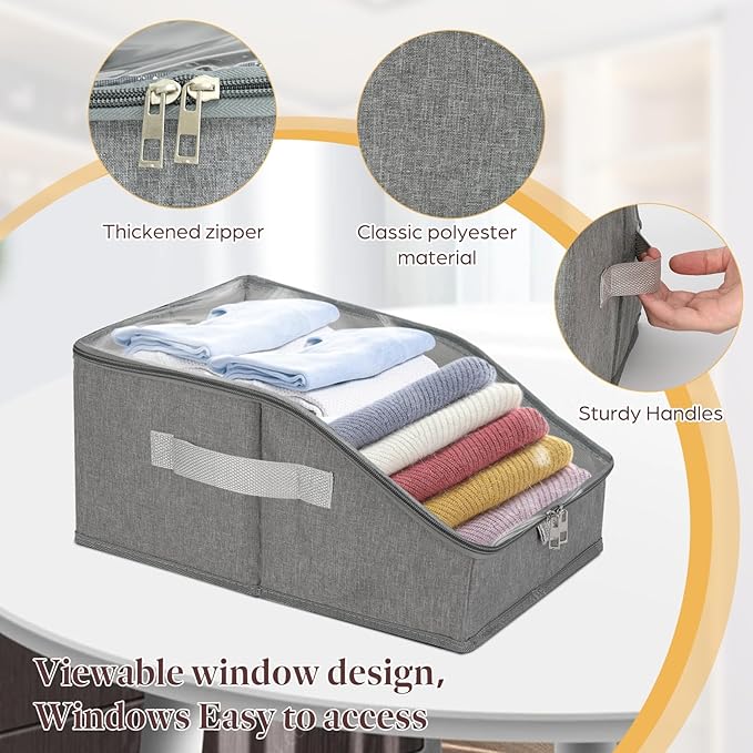 2 PCS Stackable Hat Organizer for Baseball Caps, Hat Storage Holder Holds up to 24 Caps for Closet/Shelf, Hat Box Holder with Clear Window Lid And Sturdy Cardboard, for Closet Bedroom Shelf (Grey)