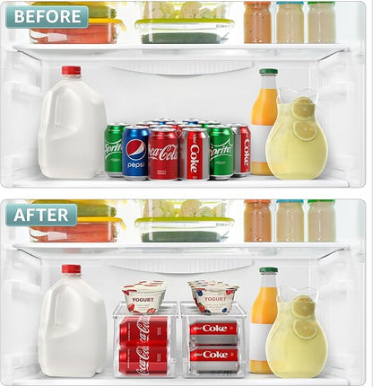 Sorbus Soda Can Organizer for Refrigerator Stackable Can Holder Dispenser with Lid for Fridge, Pantry, Freezer – Holds 12 Cans Each, BPA-Free, Clear Design, (2-Pack)