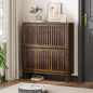 Shoe Cabinet, Shoe Storage Cabinet with Louvered 2 Flip Drawers, Narrow Shoe Cabinet Storage for Entryway, Freestanding Shoe Organizer Cabinet with Golden Handles, Slim Shoe Rack Cabinet (Walnut)