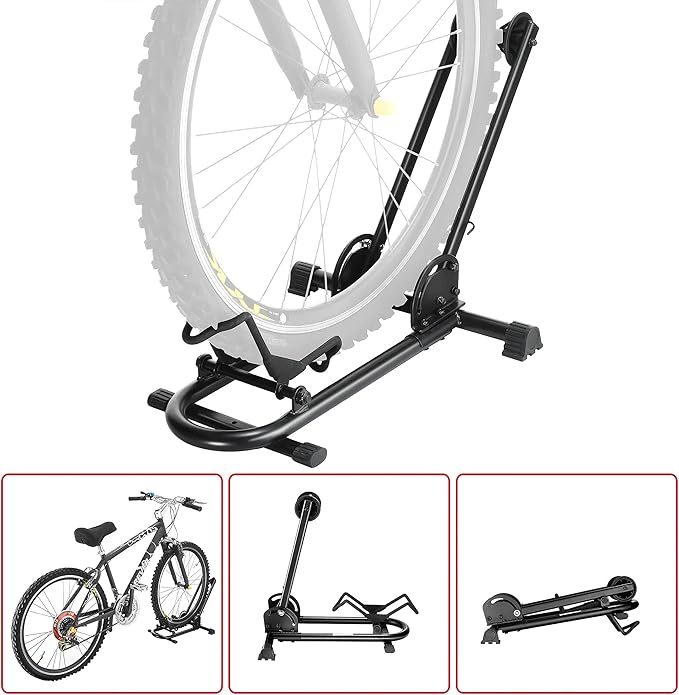 Rad Cycle Bike Floor Stand – Foldable Bicycle Stand with Rubber Feet for Indoor Bike Storage – Touchless Parking for a Mountain, Road, or BMX Bicycle
