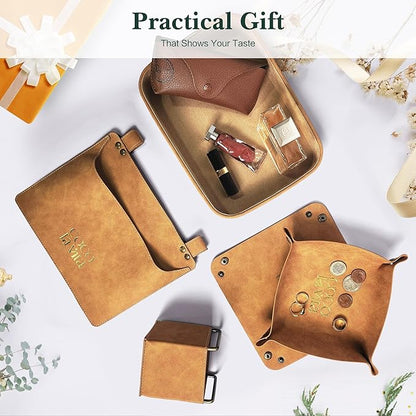 PU Leather Tray. Stylish and Durable Catch-All Organizer for Desk, Vanity, Nightstand, and Kitchen - Soft Faux Leather, Perfect for Keys, Jewelry, and Small Accessories.