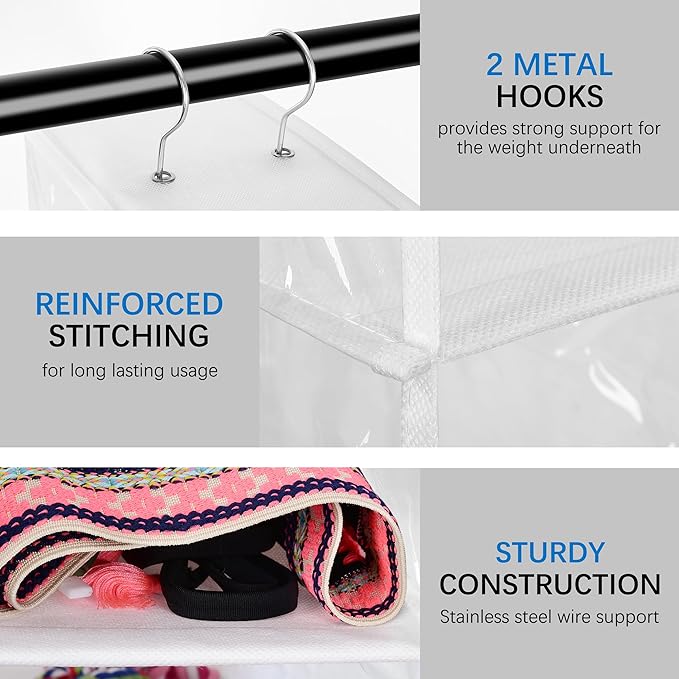 Libeder Hanging Shoe Organizer,10-Shelf Hanging Closet Organizers and Storage Shoes Organizer Shelves Hanging Shoe Rack Holder with 6 Mesh Side Pockets