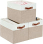 DECOMOMO Kallax Storage Cubes - 13x15x13 Storage Bins, Baskets for Organizing Shelves (Beige and White, 3-Pack)